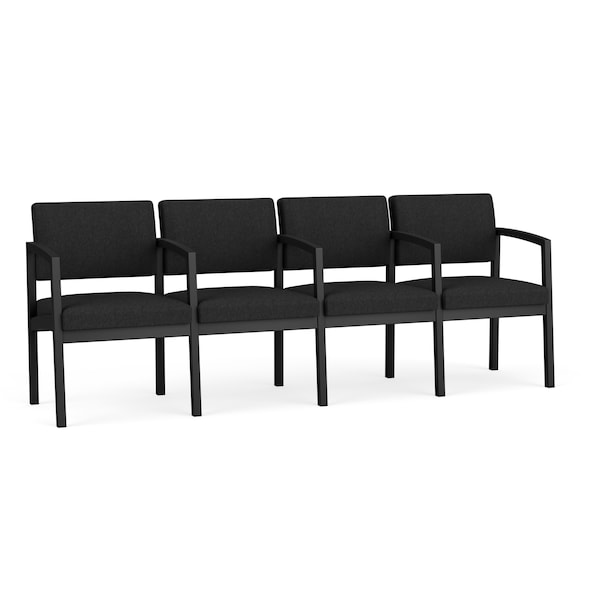 Lesro Lenox Steel 4 Seater with Center Arms, Black Seat, Black Back, 85.5 W 24.5 L 32 H LS4103 - main
